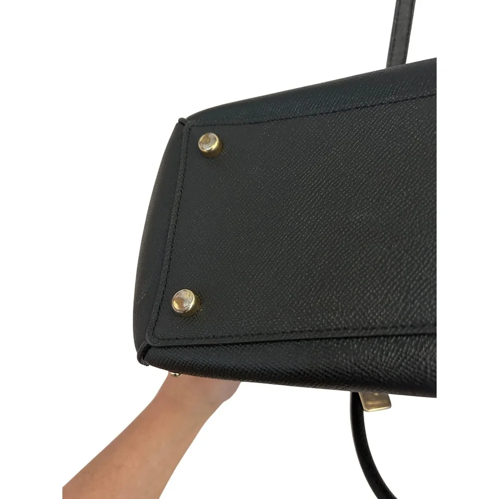 Coach‎ Black Crossgrain Leather Studded Carryall Satchel Bag